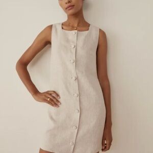 NWOT Reformation Oatmeal Beige Linen Danna Sleeveless Mini Dress size XS